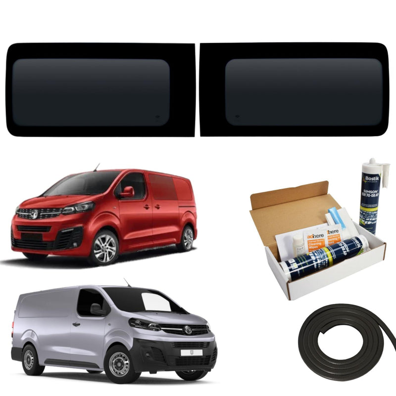 Vauxhall Vivaro LWB (2019-) Driver and Passenger Side Fixed Window Privacy Camper Glass with Fitting Kit