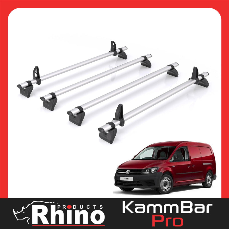 VW Caddy (2010-2020) - 4 Rhino Kammbar Pro Roof Bars (Aluminium)