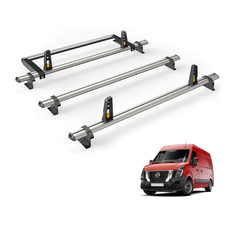 Nissan Interstar Roof Rack for 2022+ [H1/H2] 3x Bars & Roller  - Van Guard Plus