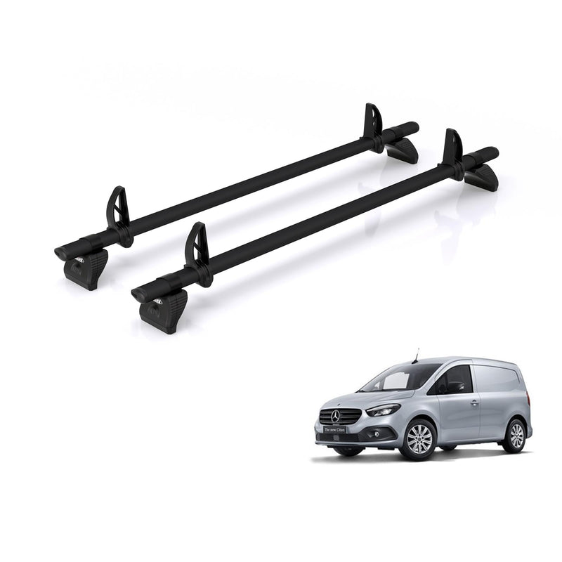 Mercedes Citan (2022-) - 2 Rhino Kammbar Black Roof Bars (Aluminium)