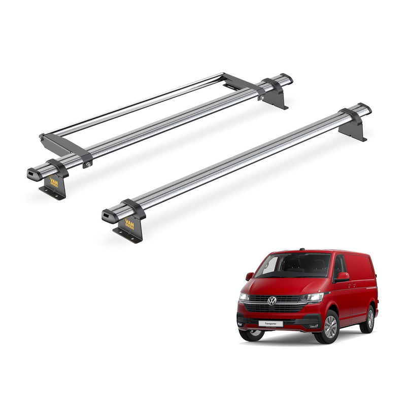 VW Transporter (2015-2024) - 2 Van Guard Ultibar Trade Roof Bars + Roller