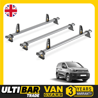 Van Guard Ulti Bar Trade + Loadstops 3 Bars Roof Rack For The Fiat Doblo 2022+