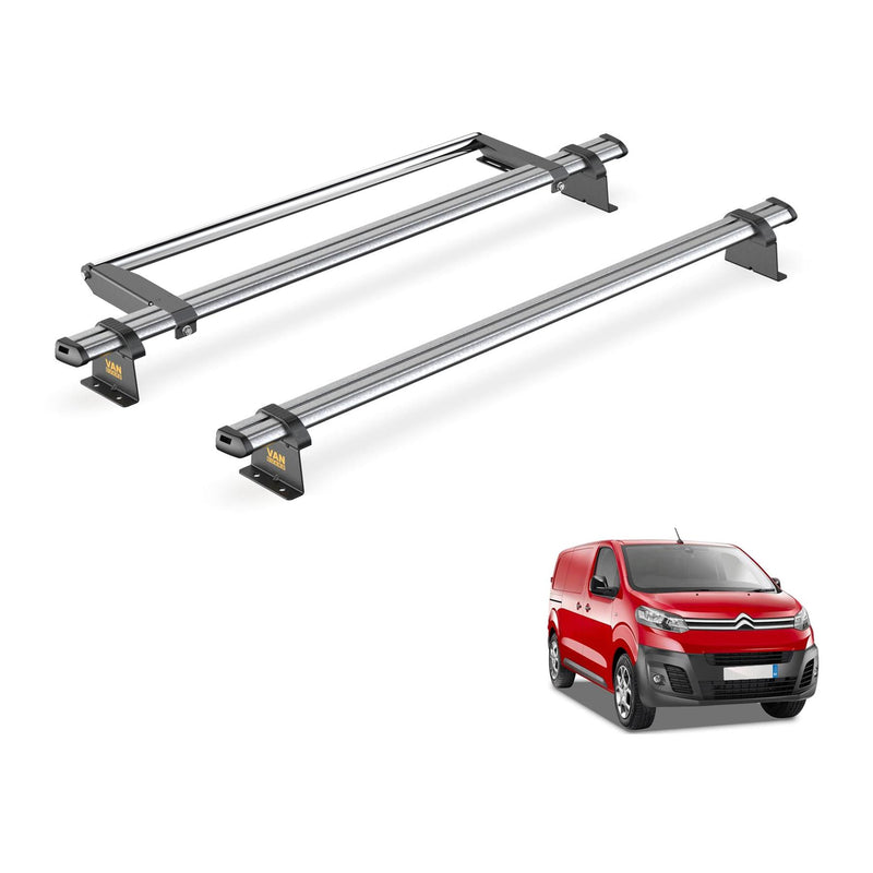 Peugeot Expert (2016-) - 2 Van Guard Ultibar Trade Roof Bars + Roller