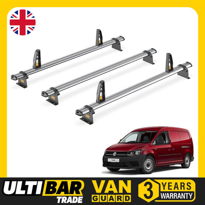VW Caddy Roof Rack for 2010-2015 Maxi 3x Roof Bars + Loadstops Van Guard Trade