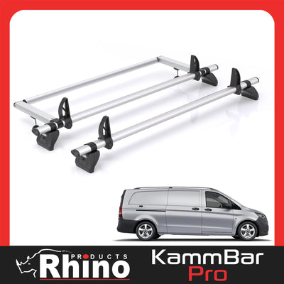 Mercedes Vito (2014-) - 2 Rhino Kammbar Pro Roof Bars + Roller (Aluminium)