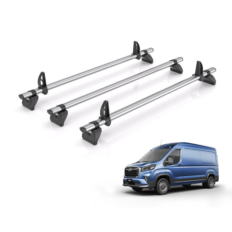 Maxus Deliver (2020-) 9 - 3 Rhino Kammbar Fleet Roof Bars (Steel)