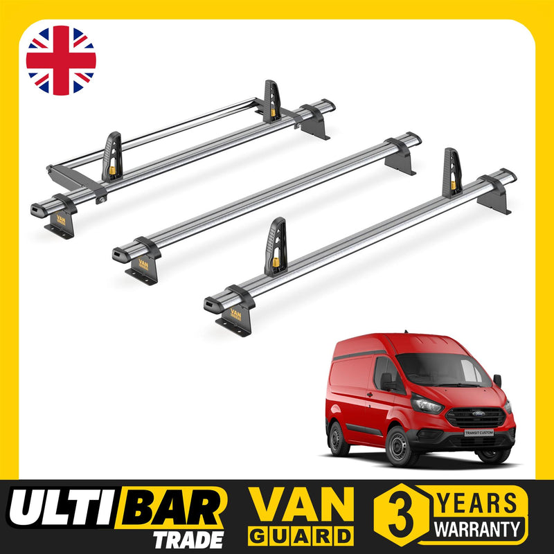 Ford Transit Custom Roof Rack for 2013-2024 GEN1 [H2] 3x Bars & Roller Van Guard