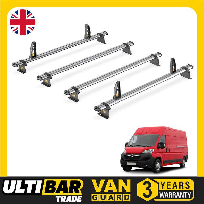 Van Guard Ulti Bar Trade + Loadstops 4 Bars Roof Rack For The Vauxhall Movano 2022+