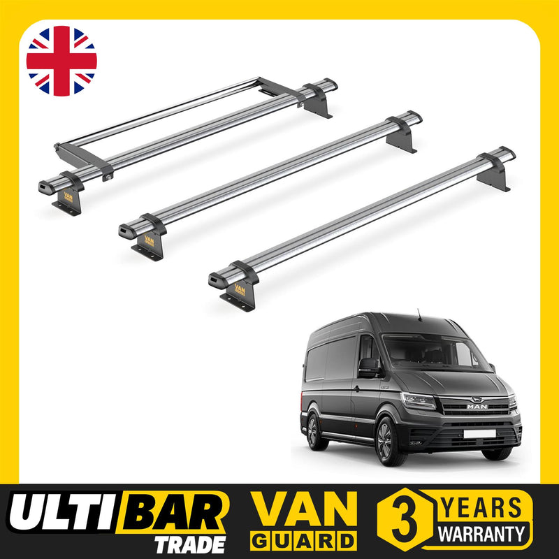 MAN TGE (2017-) - 3 Van Guard Ultibar Trade Roof Bars + Roller