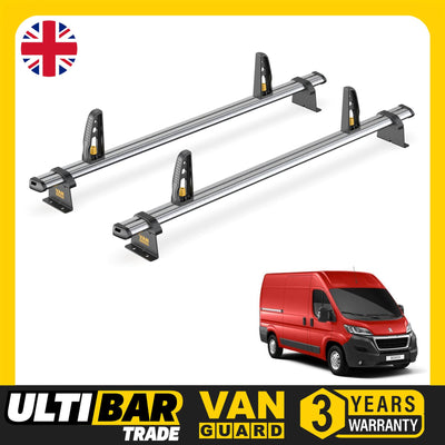 Peugeot Boxer Roof Rack for 2006+ H1/H2 2x Roof Bars & Loadstops Van Guard Trade