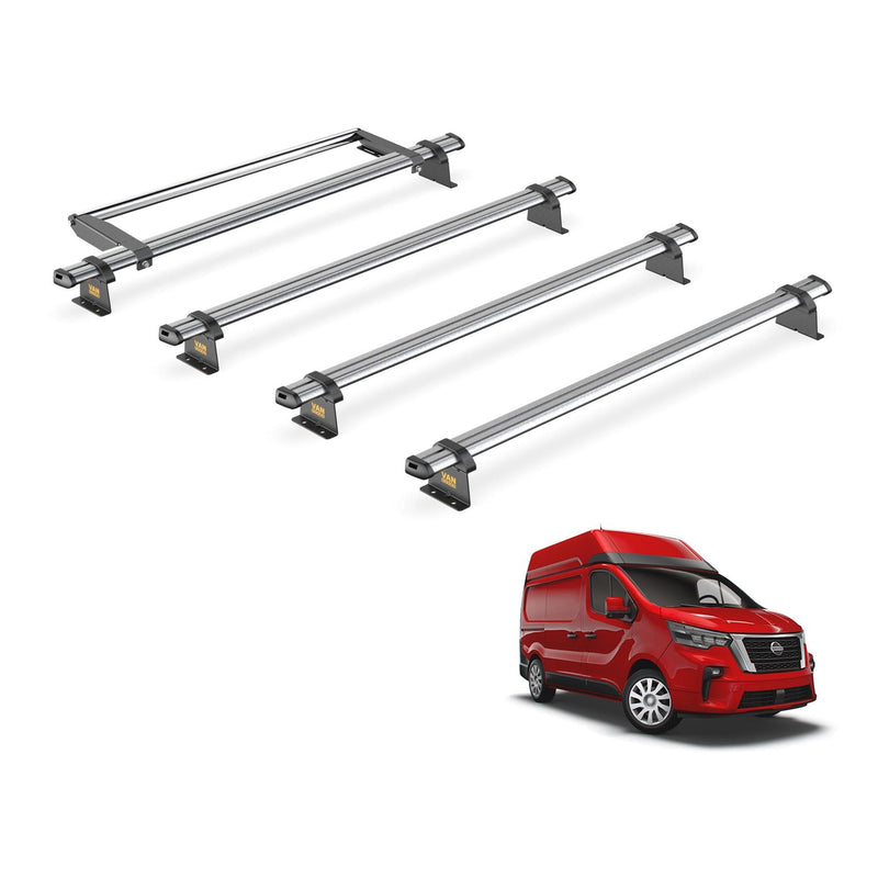 Nissan NV300 (2016-2021) - 4 Van Guard Ultibar Trade Roof Bars + Roller