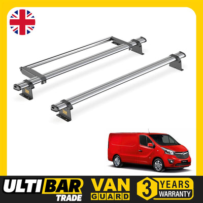 Vauxhall Vivaro (2014-2019) - 2 Van Guard Ultibar Trade Roof Bars + Roller
