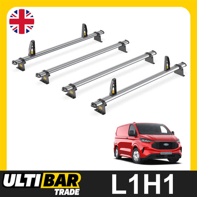 Ford Transit Custom Roof Rack for 2024+ Short (L1) 4 Bars + Loadstops Van Guard