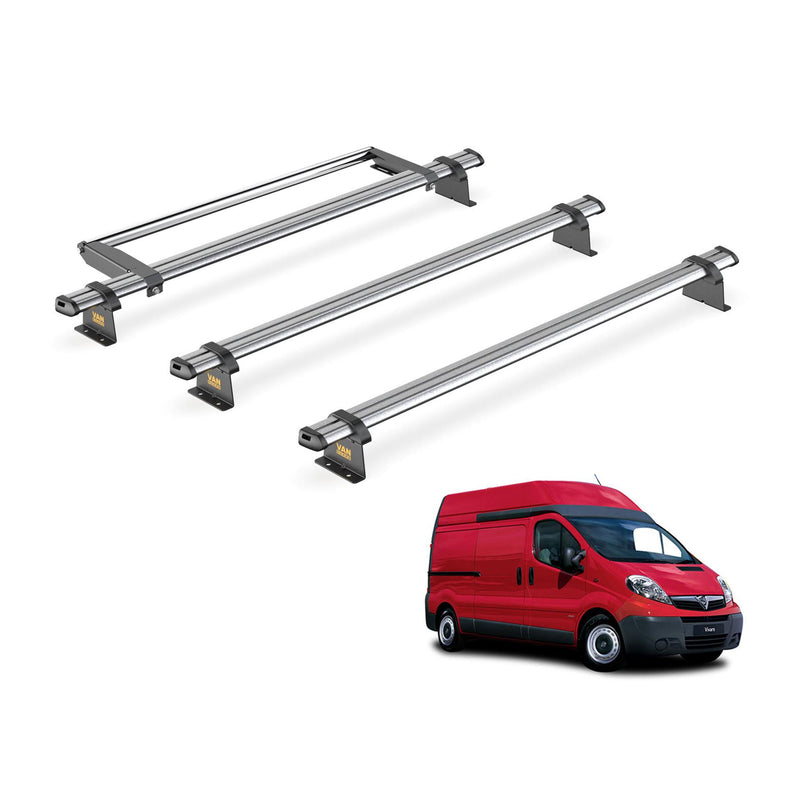 Vauxhall Vivaro (2001-2014) - 3 Van Guard Ultibar Trade Roof Bars + Roller