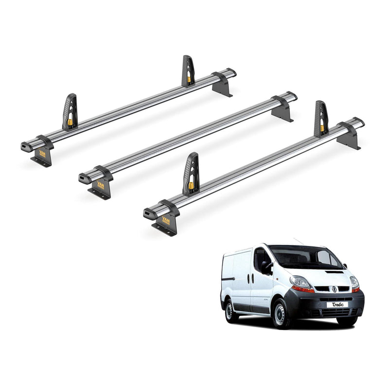 Renault Trafic Roof Rack for 2001-2014 3x Roof Bars + Loadstops Van Guard Trade