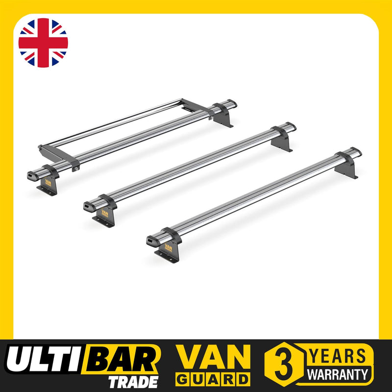 VW Caddy (2020-) - 2 Van Guard Ultibar Trade Roof Bars + Roller