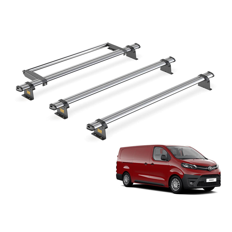Toyota ProAce (2016-2024) - 3 Van Guard Ultibar Trade Roof Bars + Roller