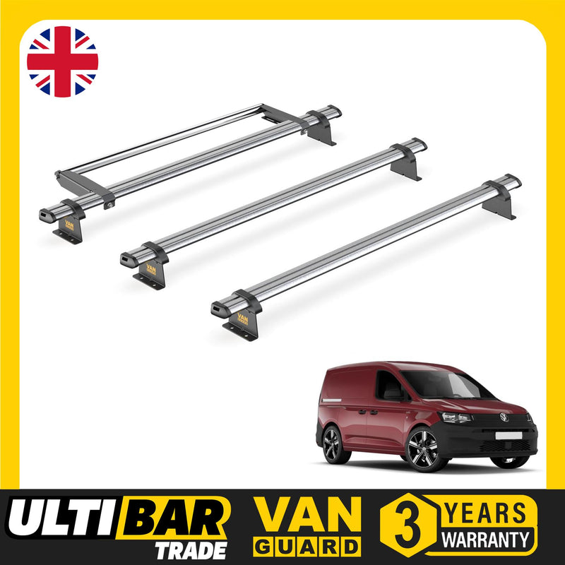 VW Caddy Roof Rack for 2020+ 3x Roof Bars & Roller - Van Guard Trade