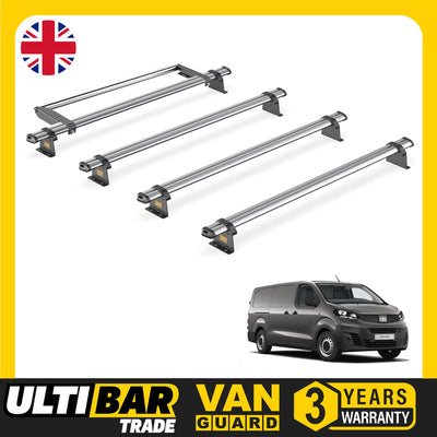 Fiat Scudo Roof Rack for 2022+ [L2 Wheelbase] 4 Bars & Roller - Van Guard Trade