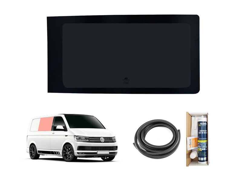 VW Transporter T6 (2015-2022) Driver Side Fixed Window Privacy Camper Glass with Fitting Kit