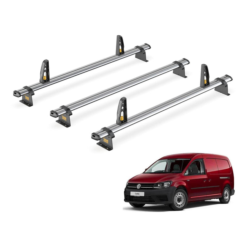 VW Caddy Roof Rack for 2010-2015 Maxi 3x Roof Bars + Loadstops Van Guard Trade