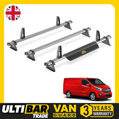 Vauxhall Vivaro Roof Rack for 2014-2019 3x Roof Bars + Loadstops Van Guard Trade