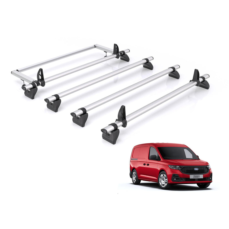 Ford Transit (2024-) Connect - 4 Rhino Kammbar Pro Roof Bars + Roller (Aluminium)