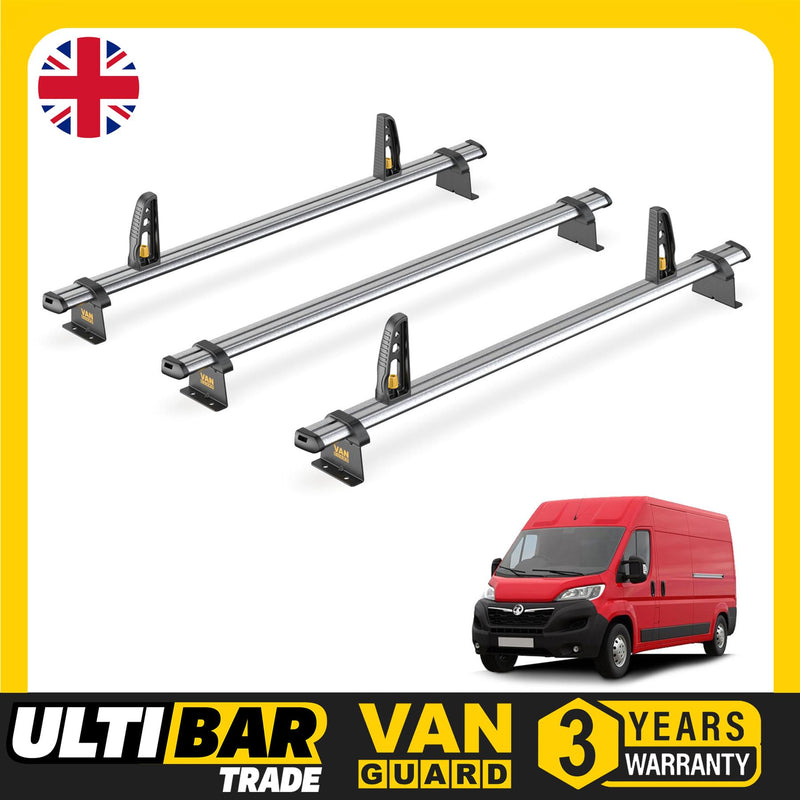 Van Guard Ulti Bar Trade + Loadstops 3 Bars Roof Rack For The Vauxhall Movano 2022+