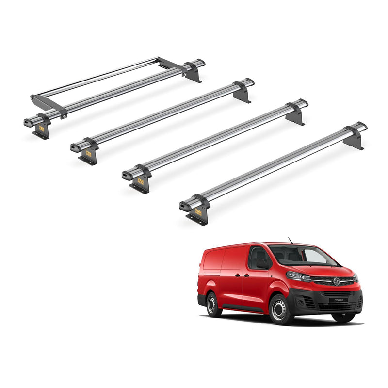 Vauxhall Vivaro (2019-) - 4 Van Guard Ultibar Trade Roof Bars + Roller