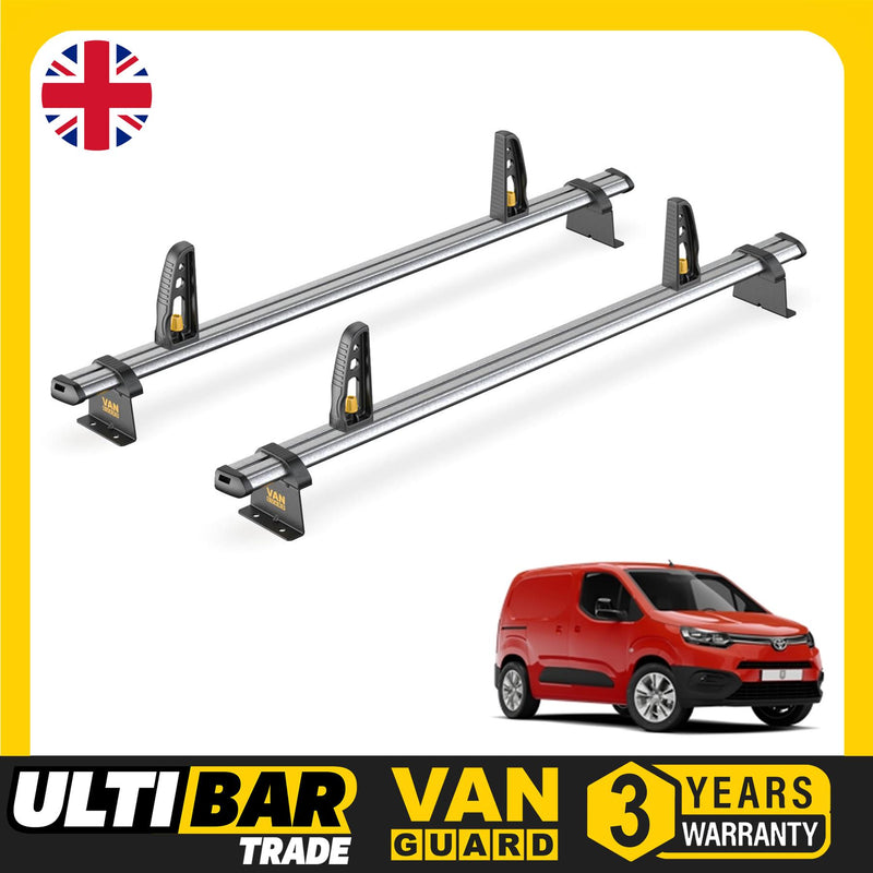 Van Guard Ulti Bar Trade + Loadstops 2 Bars Roof Rack For The Toyota Proace City 2020+