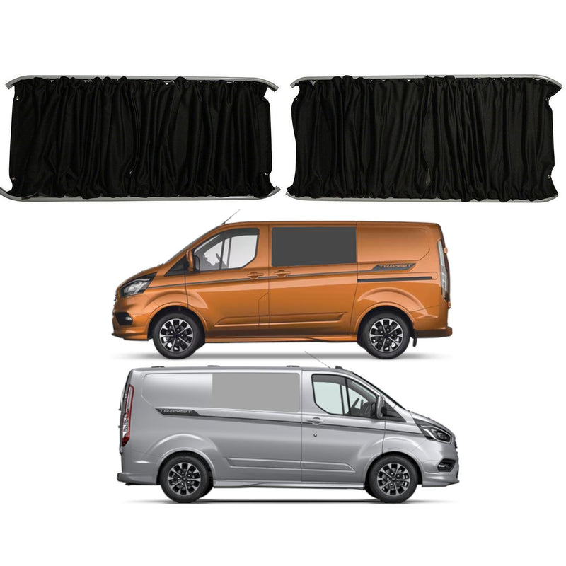 Ford Transit Custom (2013-) - Left Hand Sliding Door & Right Hand Side Panel Black Out Curtain Kit
