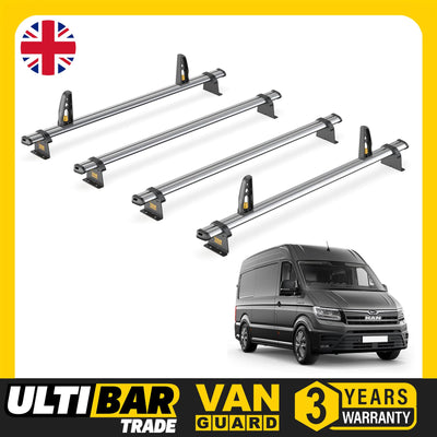 Man TGE Roof Rack for 2017+ H2/H3 Roof 4x Bars + Loadstops Van Guard Ulti Trade