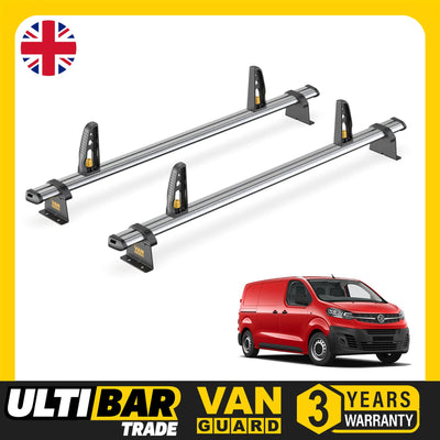 Vauxhall Vivaro Roof Rack for 2019+ SWB 2x Roof Bars + Loadstops Van Guard Trade