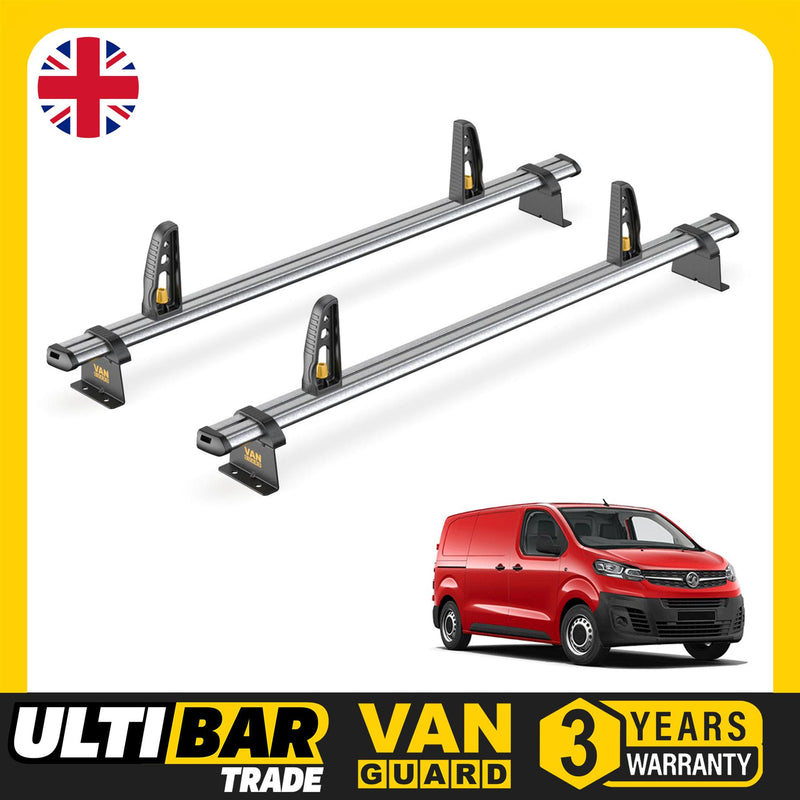 Vauxhall Vivaro Roof Rack for 2019+ SWB 2x Roof Bars + Loadstops Van Guard Trade