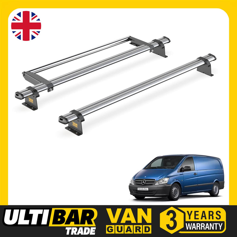 Mercedes Vito (2003-2014) - 2 Van Guard Ultibar Trade Roof Bars + Roller