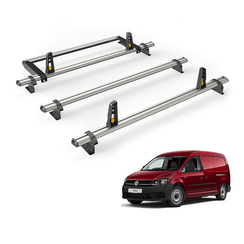 VW Caddy (2010-2015) - 3 Van Guard Ultibar Plus Roof Bars + Roller