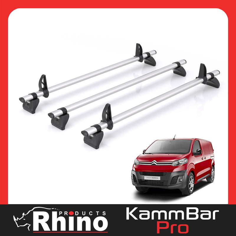 Citroen Dispatch (2016-) - 3 Rhino Kammbar Pro Roof Bars (Aluminium)