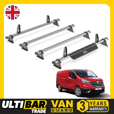 Renault Trafic Roof Rack for 2014+ 4x Roof Bars + Loadstops Van Guard Ulti Trade