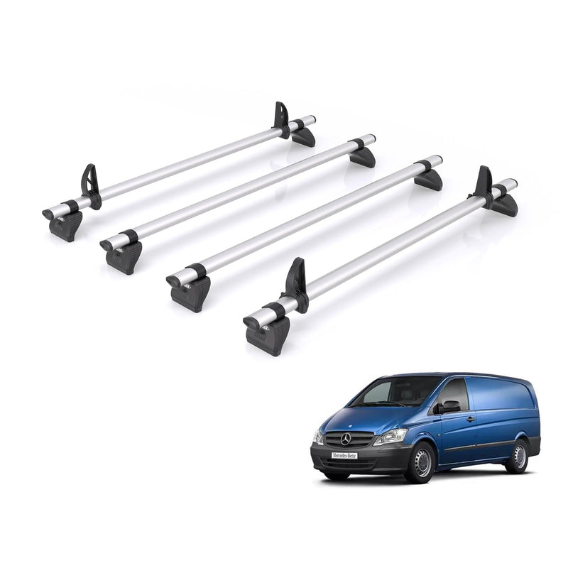 Mercedes Vito (2003-2014) - 4 Rhino Kammbar Pro Roof Bars (Aluminium)