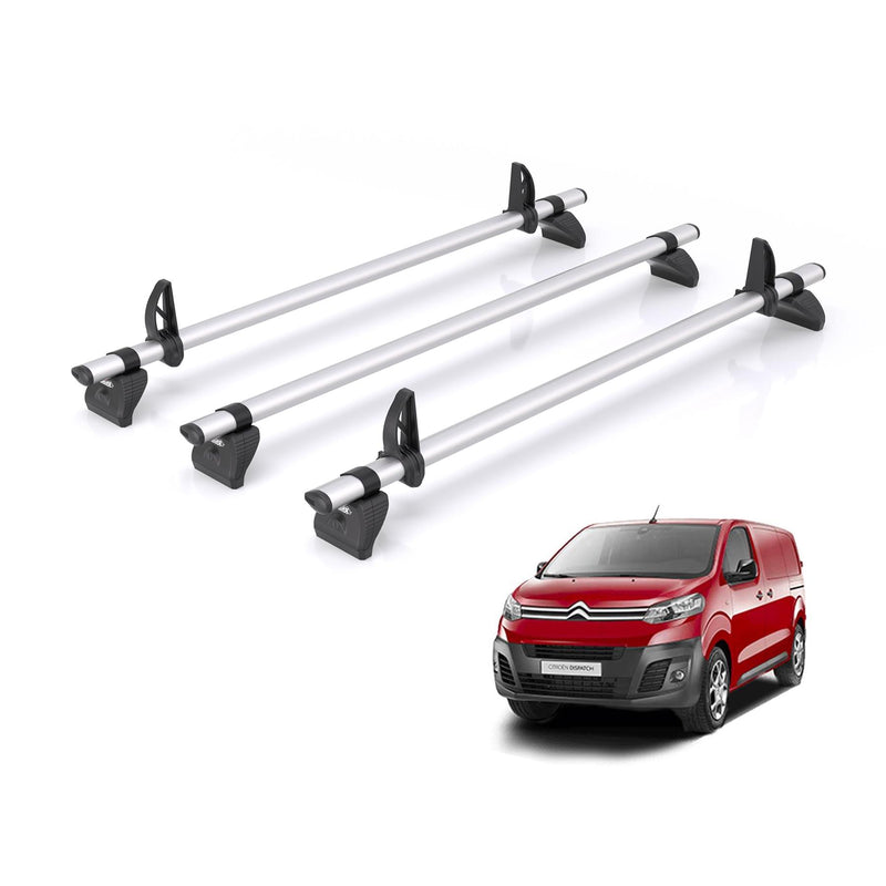 Citroen Dispatch (2016-) - 3 Rhino Kammbar Pro Roof Bars (Aluminium)