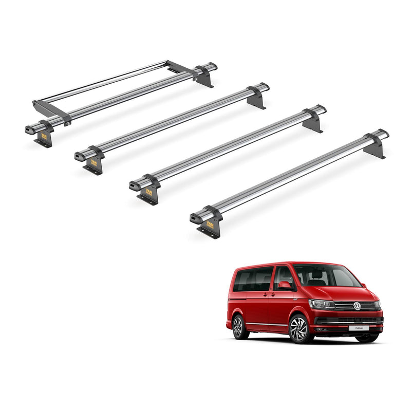VW Transporter (2003-2015) - 4 Van Guard Ultibar Trade Roof Bars + Roller
