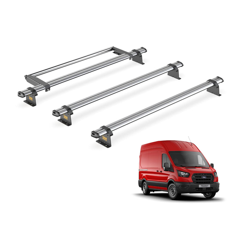 Ford Transit (2013-2024) - 3 Van Guard Ultibar Trade Roof Bars + Roller