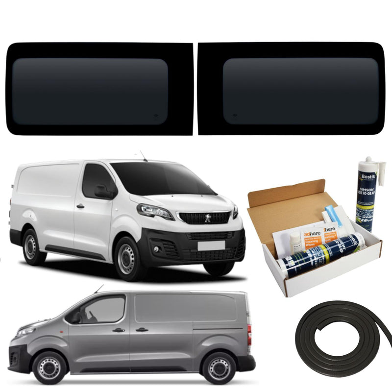 Peugeot Expert (2016-) Driver and Passenger Side Fixed Window Privacy Camper Glass with Fitting Kit