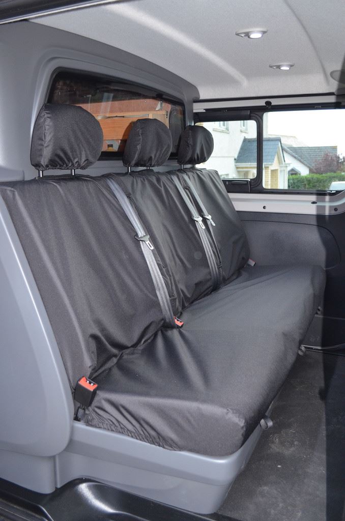 Renault Trafic (2001-2014) - Tailored Rear Bench Seat Covers in Black (Crew Cab)