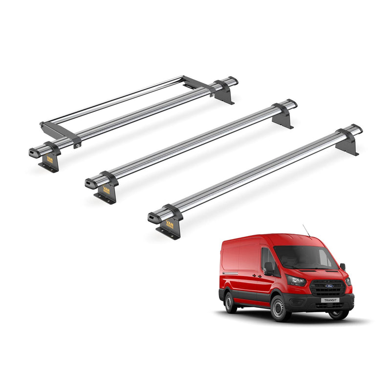 Ford Transit (2013-2024) - 3 Van Guard Ultibar Trade Roof Bars + Roller