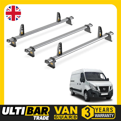 Nissan NV400 Roof Rack for 2011+ 3 Roof Bars & Loadstops Van Guard Ultibar Trade