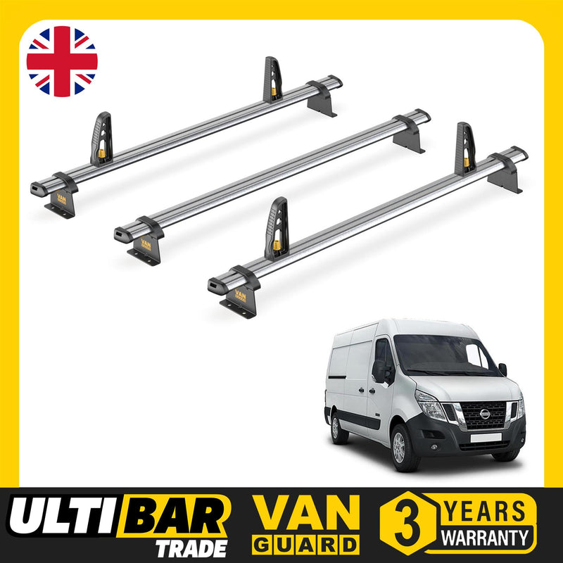 Nissan NV400 Roof Rack for 2011+ 3 Roof Bars & Loadstops Van Guard Ultibar Trade