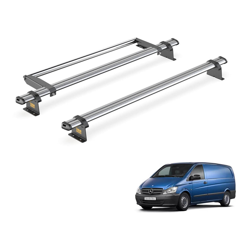 Mercedes Vito (2003-2014) - 2 Van Guard Ultibar Trade Roof Bars + Roller