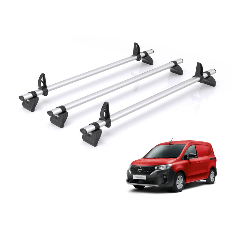 Nissan Townstar (2022-) - 3 Rhino Kammbar Pro Roof Bars (Aluminium)