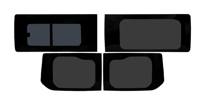 Ford Transit Custom (2023-) Driver Opening Passenger Fixed Side and Rear Door Window Privacy Camper Glass Full Kit Glass Only